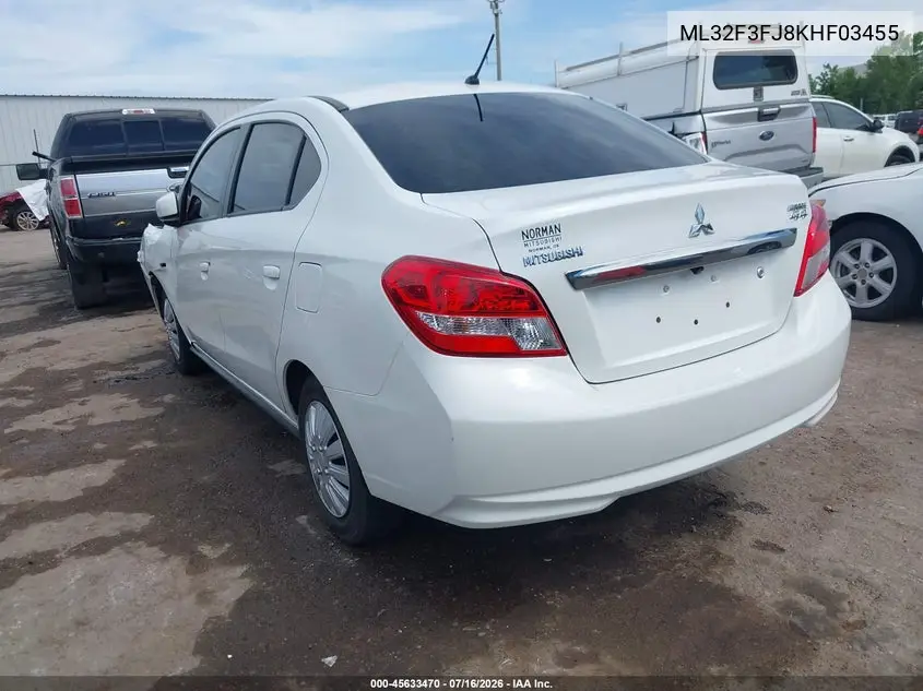 2019 Mitsubishi Mirage G4 Es VIN: ML32F3FJ8KHF03455 Lot: 45633470