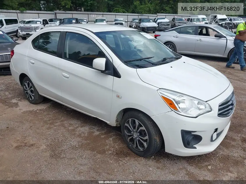 2019 Mitsubishi Mirage G4 Es/Rf VIN: ML32F3FJ4KHF16820 Lot: 45643248