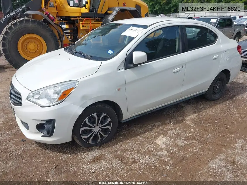 2019 Mitsubishi Mirage G4 Es/Rf VIN: ML32F3FJ4KHF16820 Lot: 45643248