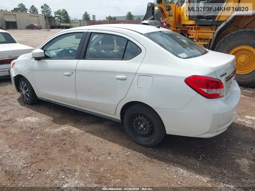 2019 Mitsubishi Mirage G4 Es/Rf VIN: ML32F3FJ4KHF16820 Lot: 45643248