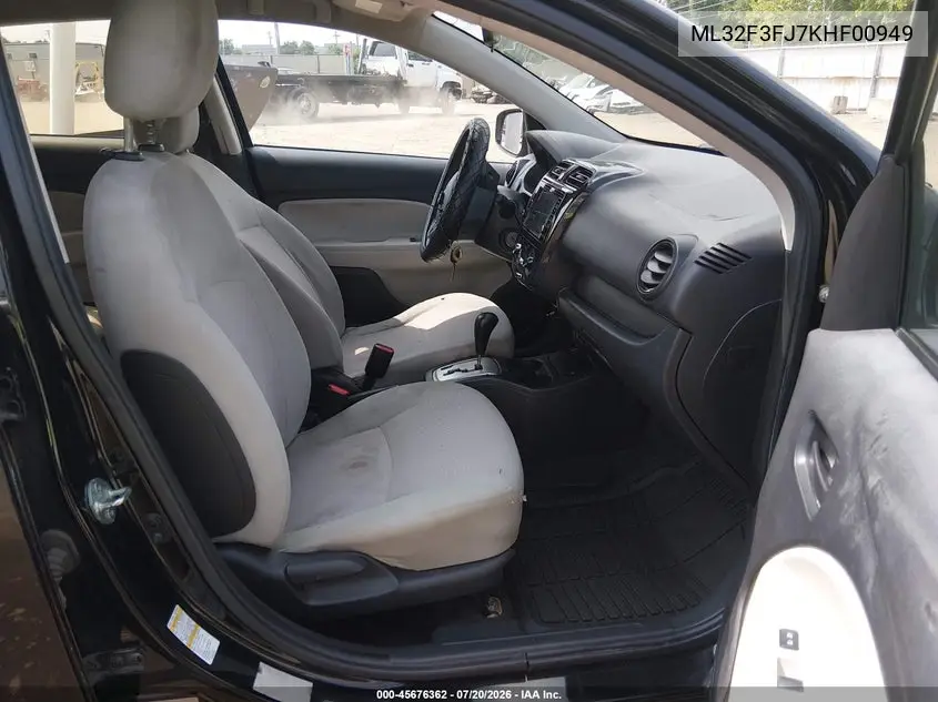 2019 Mitsubishi Mirage G4 Es VIN: ML32F3FJ7KHF00949 Lot: 45676362