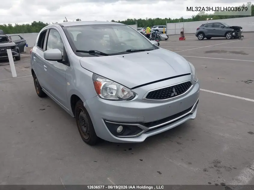 2020 Mitsubishi Mirage Es/Se VIN: ML32A3HJ3LH003679 Lot: 12636577
