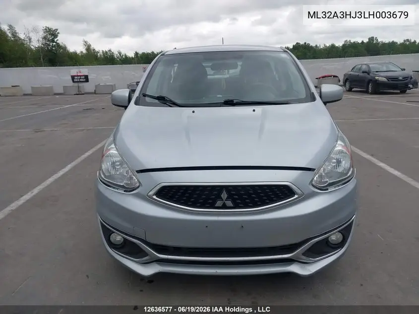 2020 Mitsubishi Mirage Es/Se VIN: ML32A3HJ3LH003679 Lot: 12636577