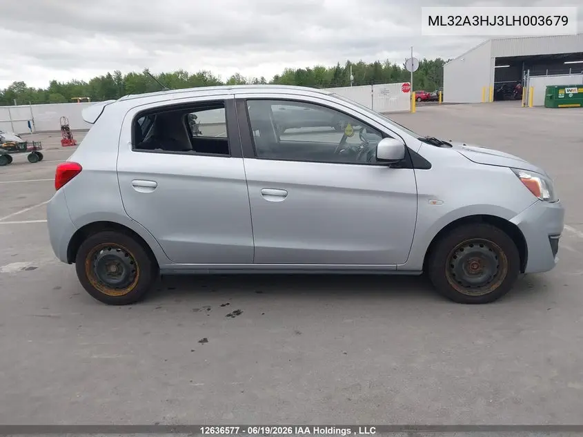 2020 Mitsubishi Mirage Es/Se VIN: ML32A3HJ3LH003679 Lot: 12636577