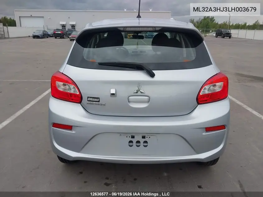 2020 Mitsubishi Mirage Es/Se VIN: ML32A3HJ3LH003679 Lot: 12636577