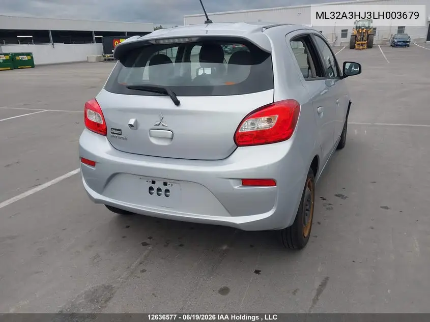 2020 Mitsubishi Mirage Es/Se VIN: ML32A3HJ3LH003679 Lot: 12636577