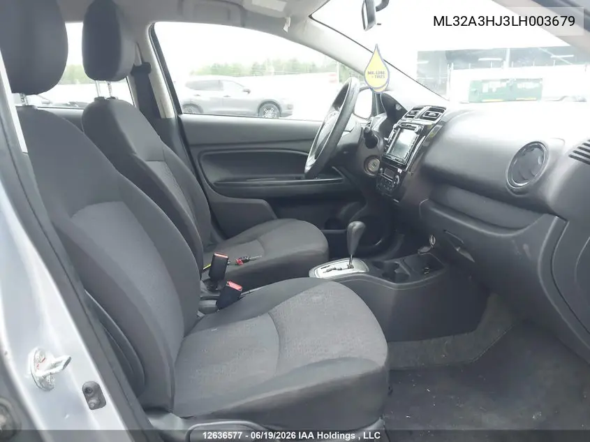 2020 Mitsubishi Mirage Es/Se VIN: ML32A3HJ3LH003679 Lot: 12636577
