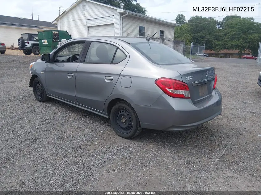 2020 Mitsubishi Mirage G4 Es VIN: ML32F3FJ6LHF07215 Lot: 45302145
