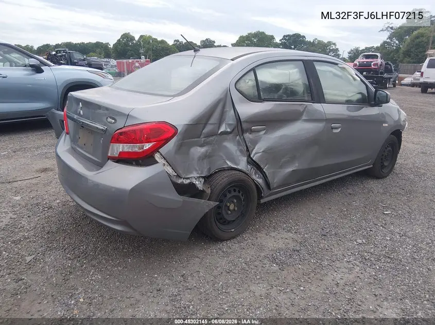 2020 Mitsubishi Mirage G4 Es VIN: ML32F3FJ6LHF07215 Lot: 45302145