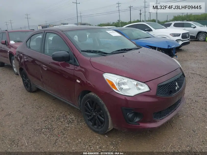 2020 Mitsubishi Mirage G4 Le VIN: ML32F4FJ3LHF09445 Lot: 45643035