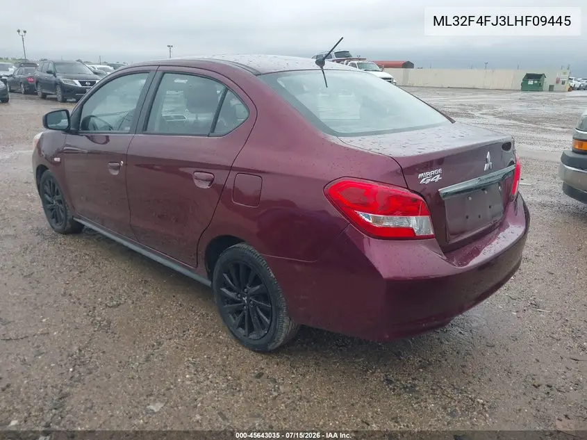 2020 Mitsubishi Mirage G4 Le VIN: ML32F4FJ3LHF09445 Lot: 45643035