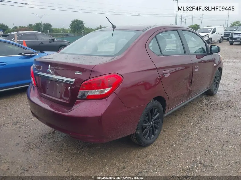 2020 Mitsubishi Mirage G4 Le VIN: ML32F4FJ3LHF09445 Lot: 45643035
