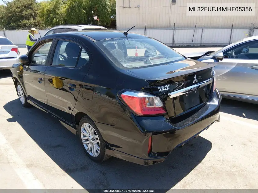 2021 Mitsubishi Mirage G4 Carbonite Edition/Es/Le VIN: ML32FUFJ4MHF05356 Lot: 45573607