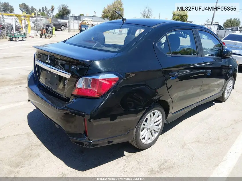 2021 Mitsubishi Mirage G4 Carbonite Edition/Es/Le VIN: ML32FUFJ4MHF05356 Lot: 45573607