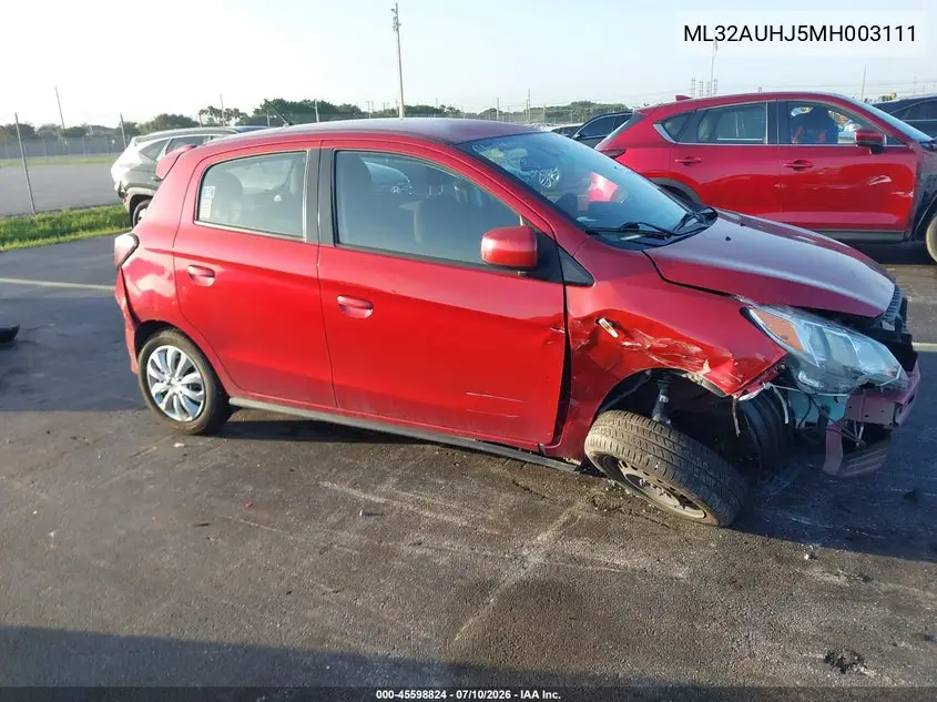 2021 Mitsubishi Mirage Carbonite Edition/Es/Le VIN: ML32AUHJ5MH003111 Lot: 45598824