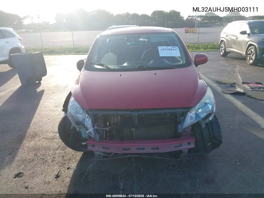 2021 Mitsubishi Mirage Carbonite Edition/Es/Le VIN: ML32AUHJ5MH003111 Lot: 45598824