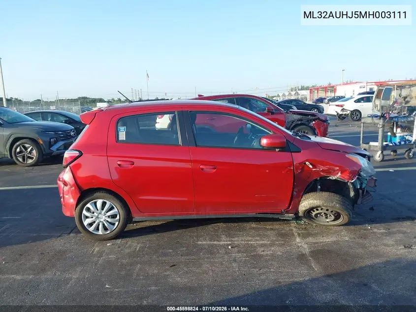 2021 Mitsubishi Mirage Carbonite Edition/Es/Le VIN: ML32AUHJ5MH003111 Lot: 45598824