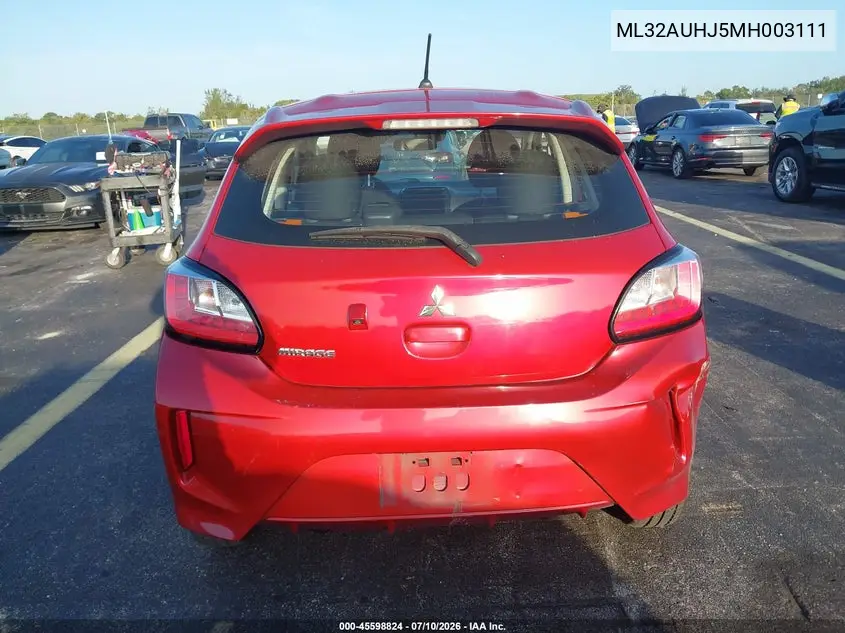 2021 Mitsubishi Mirage Carbonite Edition/Es/Le VIN: ML32AUHJ5MH003111 Lot: 45598824