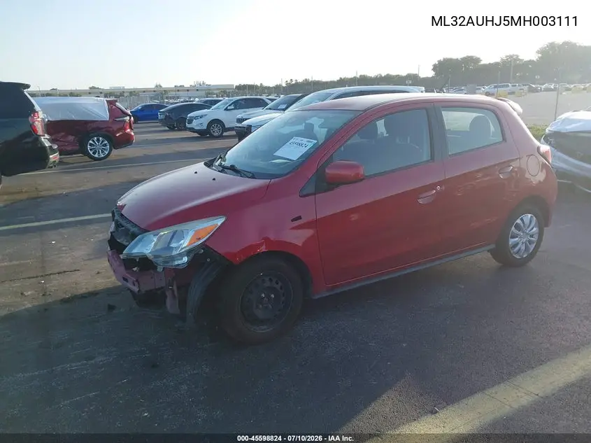 2021 Mitsubishi Mirage Carbonite Edition/Es/Le VIN: ML32AUHJ5MH003111 Lot: 45598824