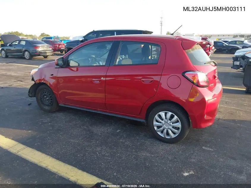 2021 Mitsubishi Mirage Carbonite Edition/Es/Le VIN: ML32AUHJ5MH003111 Lot: 45598824