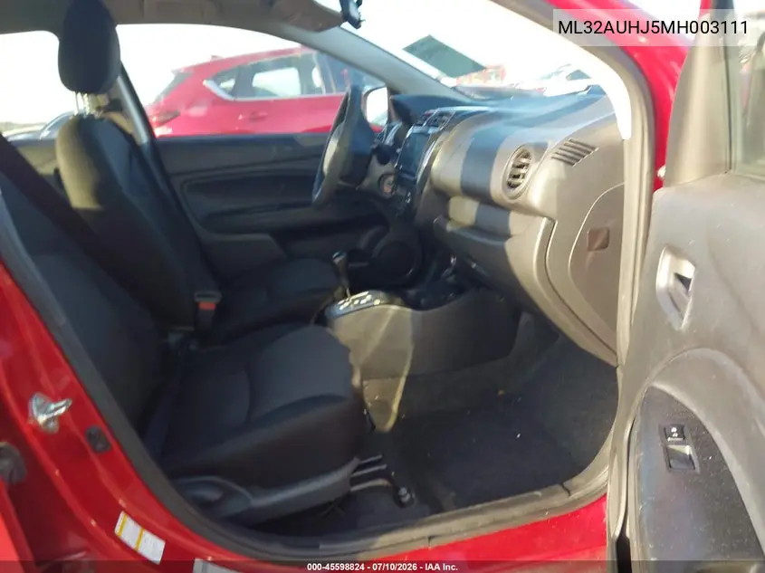 2021 Mitsubishi Mirage Carbonite Edition/Es/Le VIN: ML32AUHJ5MH003111 Lot: 45598824