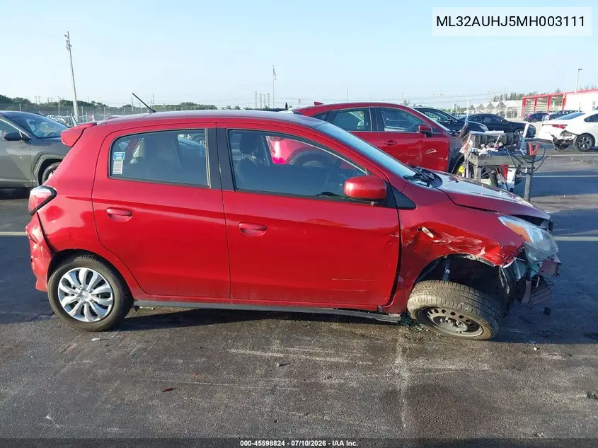 2021 Mitsubishi Mirage Carbonite Edition/Es/Le VIN: ML32AUHJ5MH003111 Lot: 45598824