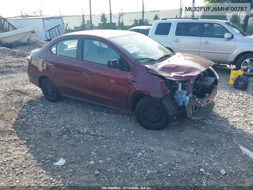 2021 Mitsubishi Mirage G4 Carbonite Edition/Es/Le VIN: ML32FUFJ6MHF00787 Lot: 45600843