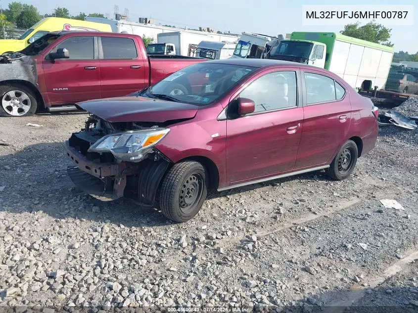 2021 Mitsubishi Mirage G4 Carbonite Edition/Es/Le VIN: ML32FUFJ6MHF00787 Lot: 45600843