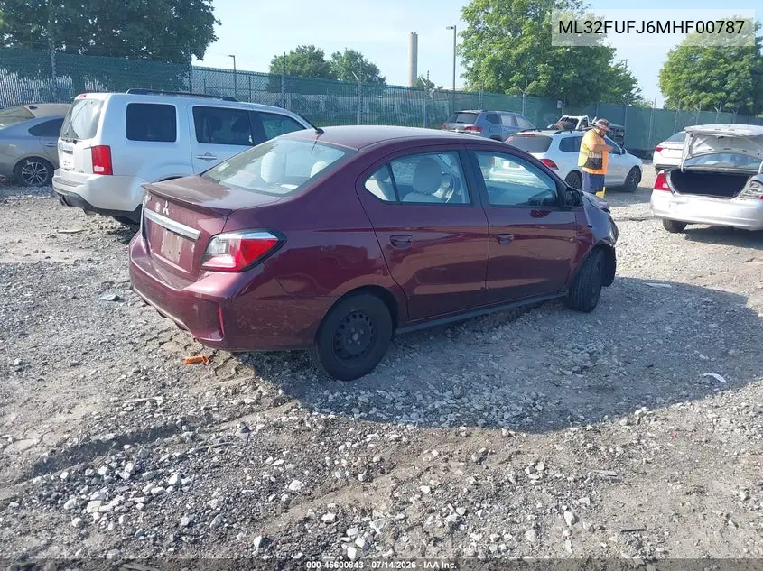 2021 Mitsubishi Mirage G4 Carbonite Edition/Es/Le VIN: ML32FUFJ6MHF00787 Lot: 45600843