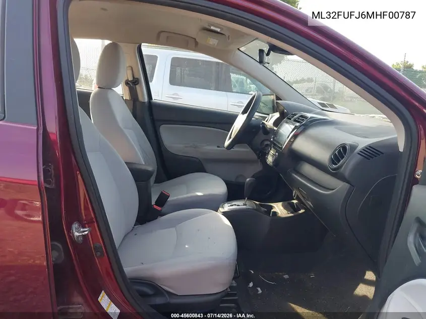 2021 Mitsubishi Mirage G4 Carbonite Edition/Es/Le VIN: ML32FUFJ6MHF00787 Lot: 45600843