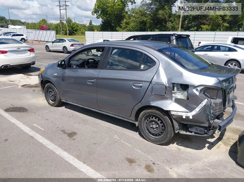 2021 Mitsubishi Mirage G4 Carbonite Edition/Es/Le VIN: ML32FUFJ4MHF03333 Lot: 45608761