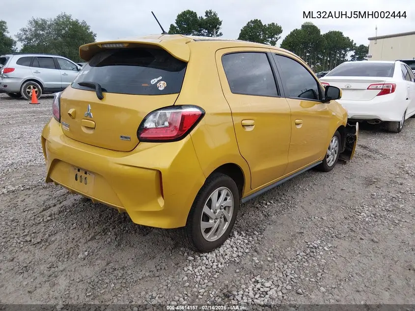 2021 Mitsubishi Mirage Carbonite Edition/Es/Le VIN: ML32AUHJ5MH002444 Lot: 45614157