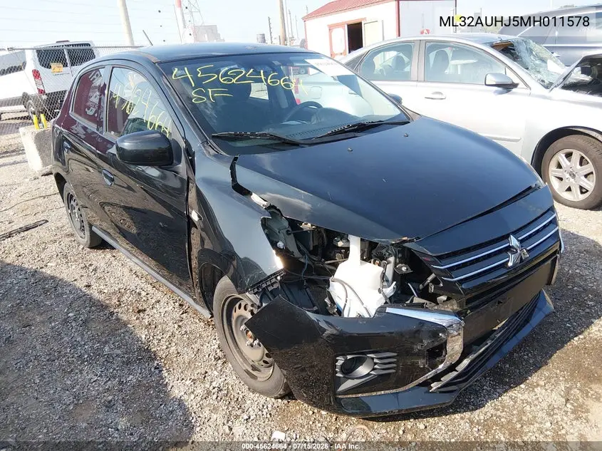 2021 Mitsubishi Mirage Carbonite Edition/Es/Le VIN: ML32AUHJ5MH011578 Lot: 45624664