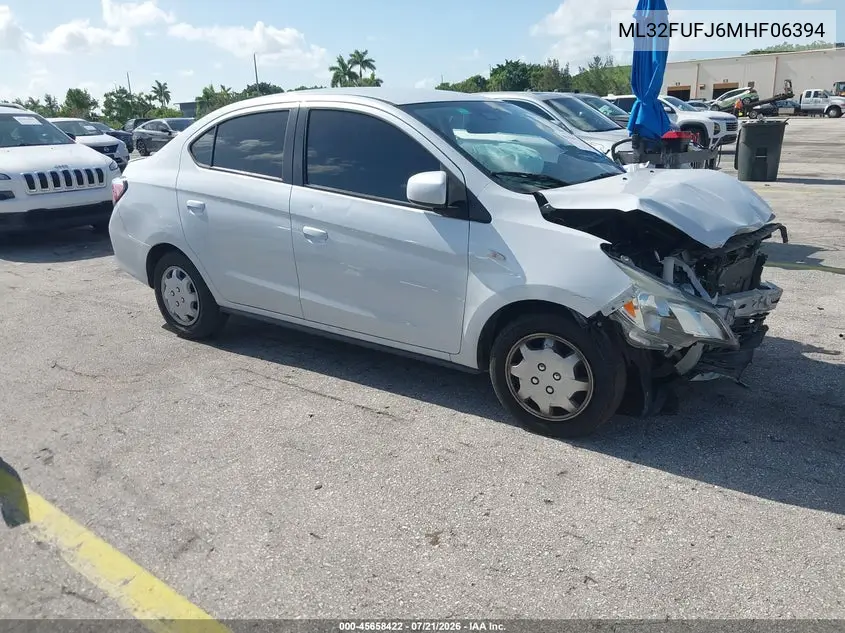2021 Mitsubishi Mirage G4 Es VIN: ML32FUFJ6MHF06394 Lot: 45658422