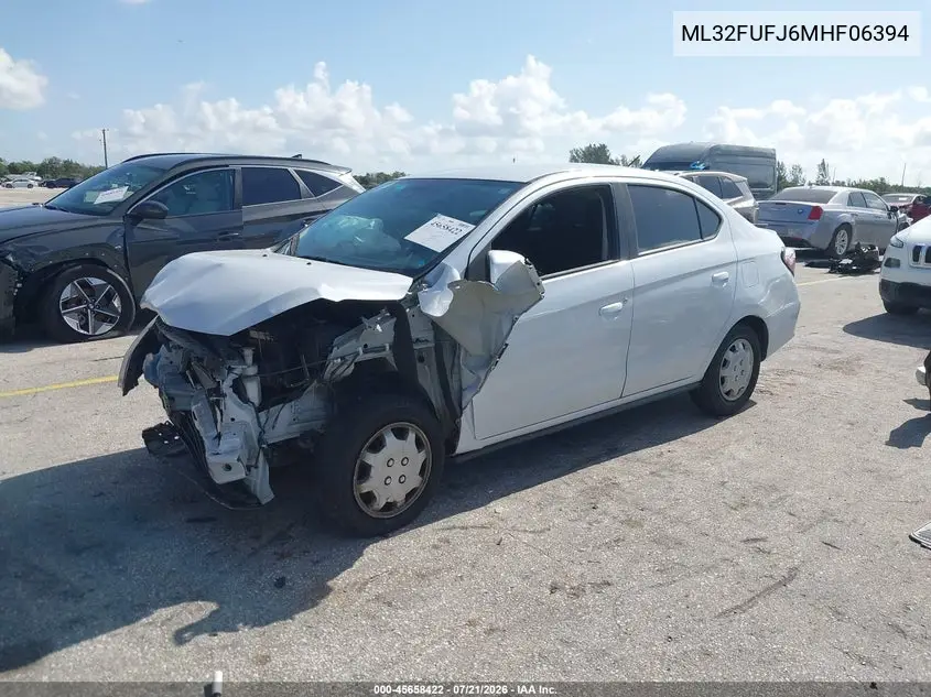 2021 Mitsubishi Mirage G4 Es VIN: ML32FUFJ6MHF06394 Lot: 45658422