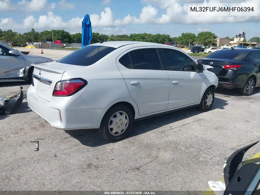 2021 Mitsubishi Mirage G4 Es VIN: ML32FUFJ6MHF06394 Lot: 45658422