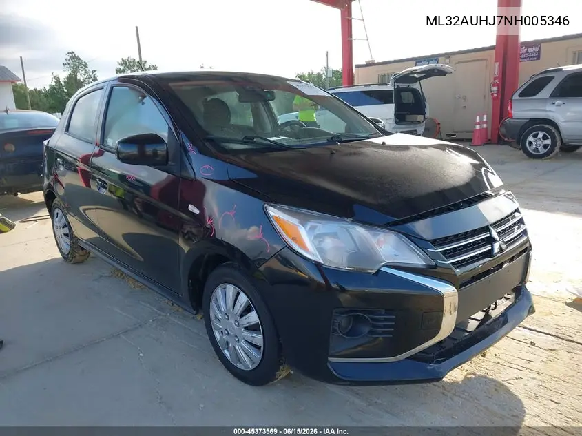 2022 Mitsubishi Mirage Es/Le VIN: ML32AUHJ7NH005346 Lot: 45373569