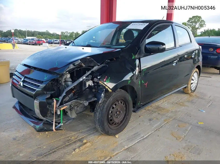 2022 Mitsubishi Mirage Es/Le VIN: ML32AUHJ7NH005346 Lot: 45373569