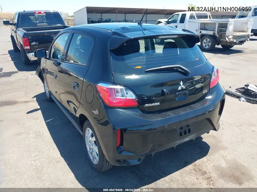 2022 Mitsubishi Mirage Es/Le VIN: ML32AUHJ1NH006959 Lot: 45479409