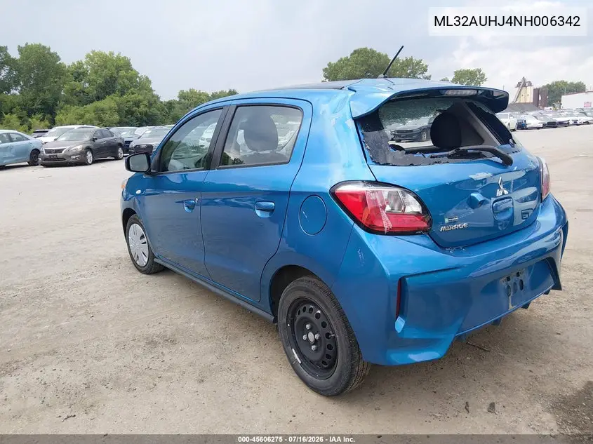 2022 Mitsubishi Mirage Es/Le VIN: ML32AUHJ4NH006342 Lot: 45606275