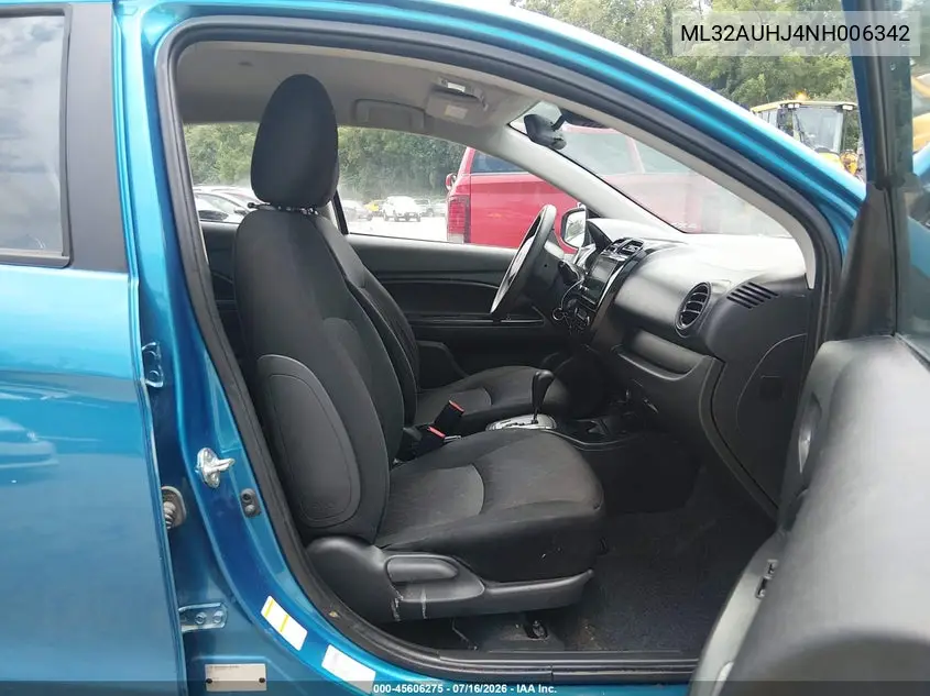 2022 Mitsubishi Mirage Es/Le VIN: ML32AUHJ4NH006342 Lot: 45606275