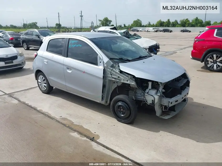 2022 Mitsubishi Mirage Es/Le VIN: ML32AUHJ2NH003164 Lot: 45615501