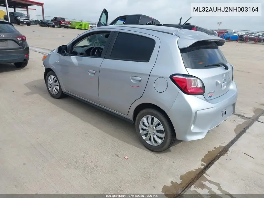 2022 Mitsubishi Mirage Es/Le VIN: ML32AUHJ2NH003164 Lot: 45615501