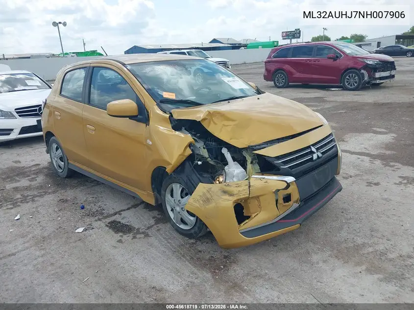 2022 Mitsubishi Mirage Es/Le VIN: ML32AUHJ7NH007906 Lot: 45618719