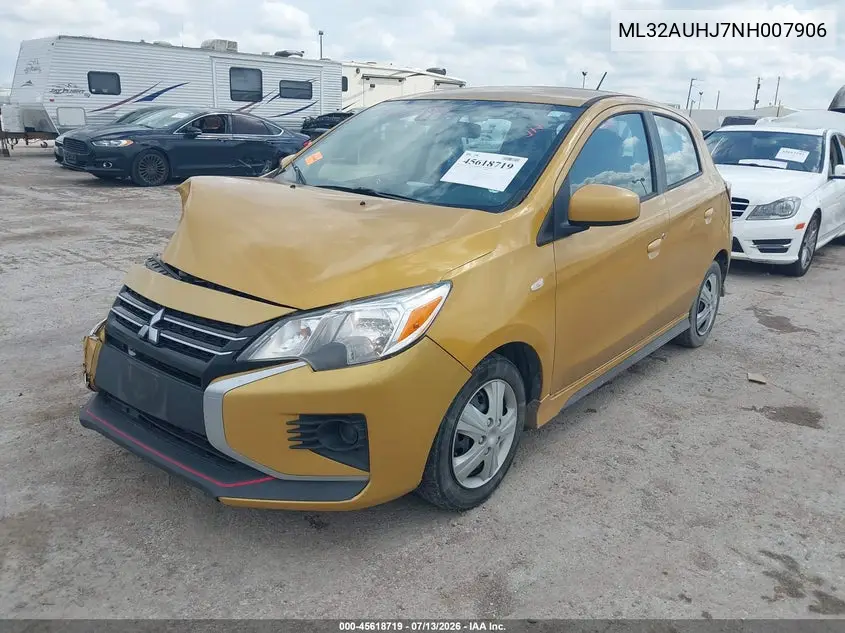 2022 Mitsubishi Mirage Es/Le VIN: ML32AUHJ7NH007906 Lot: 45618719
