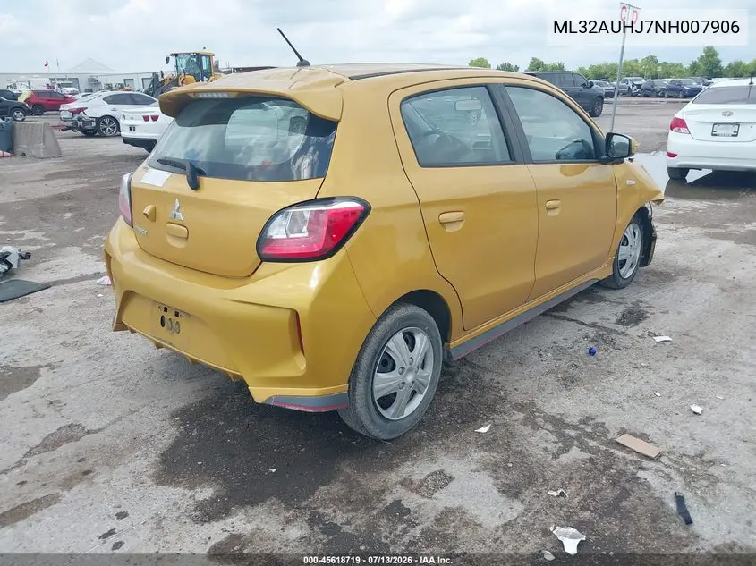 2022 Mitsubishi Mirage Es/Le VIN: ML32AUHJ7NH007906 Lot: 45618719