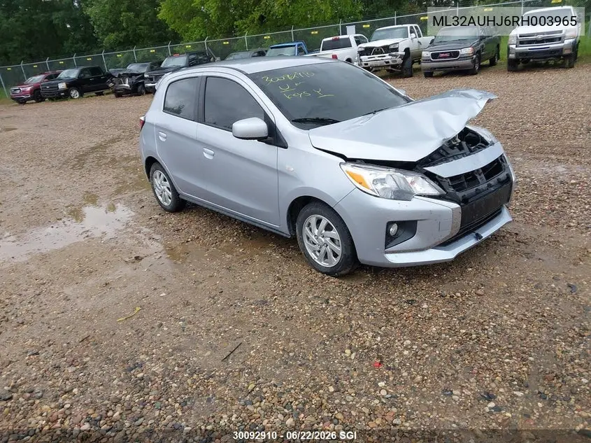 2024 Mitsubishi Mirage Es/Le VIN: ML32AUHJ6RH003965 Lot: 30092910