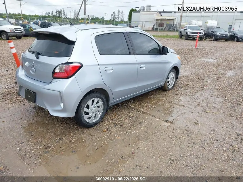 2024 Mitsubishi Mirage Es/Le VIN: ML32AUHJ6RH003965 Lot: 30092910