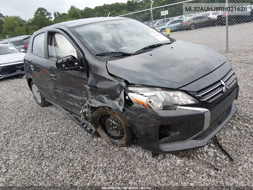 2024 Mitsubishi Mirage Es/Le VIN: ML32AUHJ8RH021626 Lot: 45363194