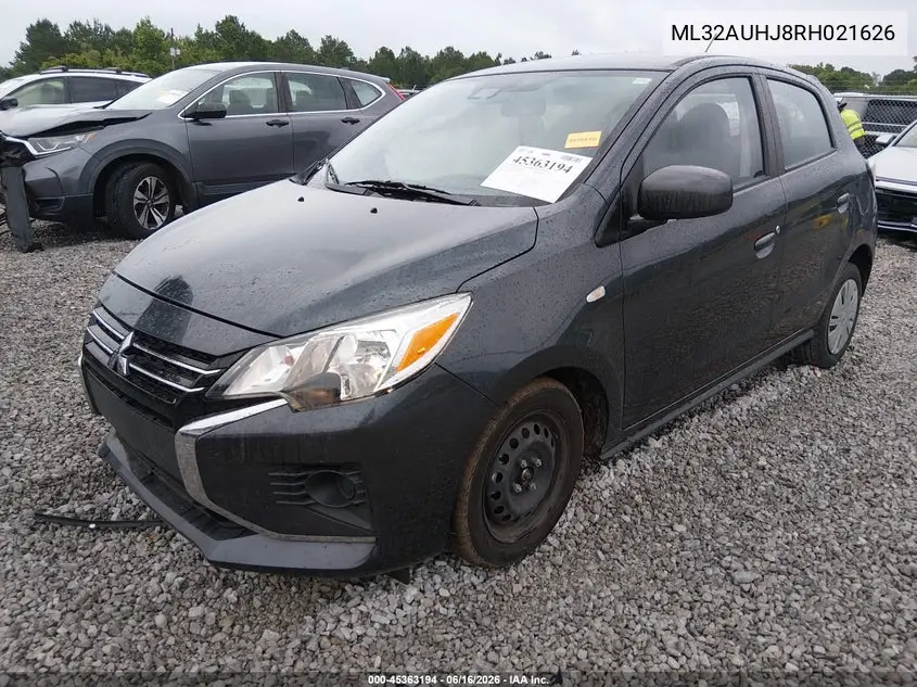 2024 Mitsubishi Mirage Es/Le VIN: ML32AUHJ8RH021626 Lot: 45363194